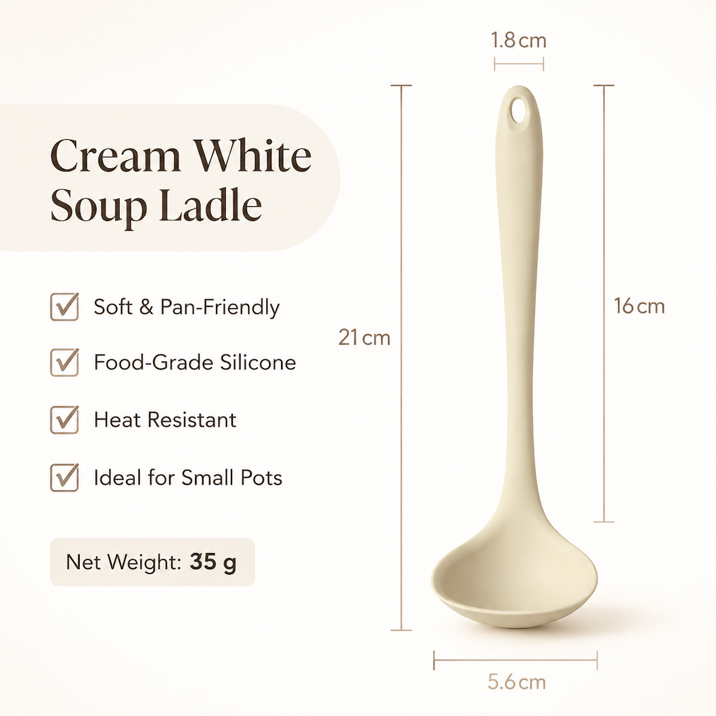Cream White Silicone Cooking Spoon and Spatula Kitchen Tools