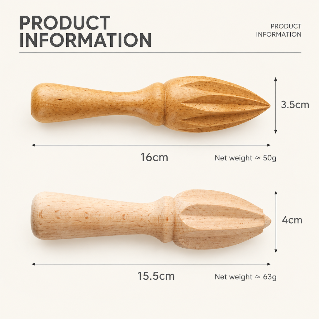 Natural Beech Wood Manual Citrus Juicer Lemon Reamer