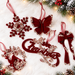 Christmas Glitter Velvet Wreath and Bow Hanging Ornaments