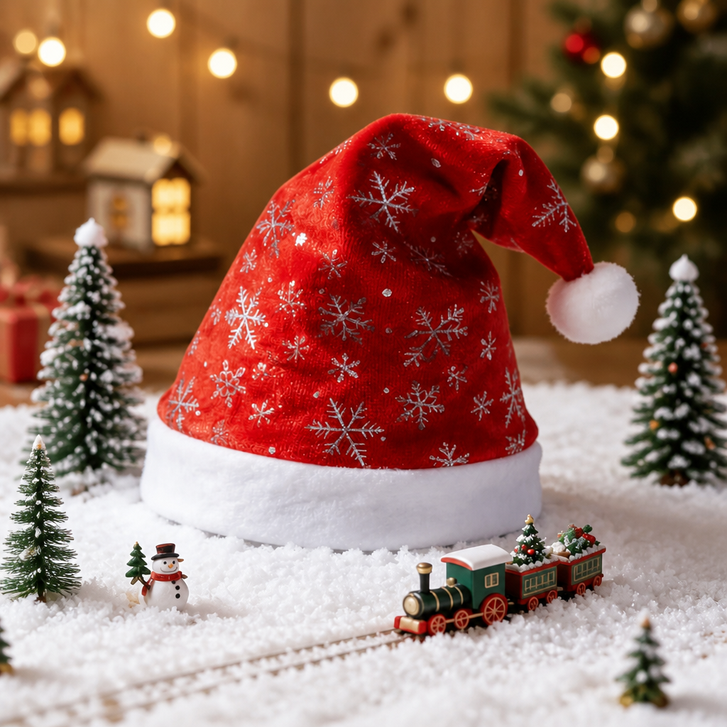 Christmas Santa Hat with Gold and Silver Foil Print