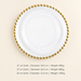 Gold Beaded Rim Glass Dinner Plate for Dining and Wedding Table Decor
