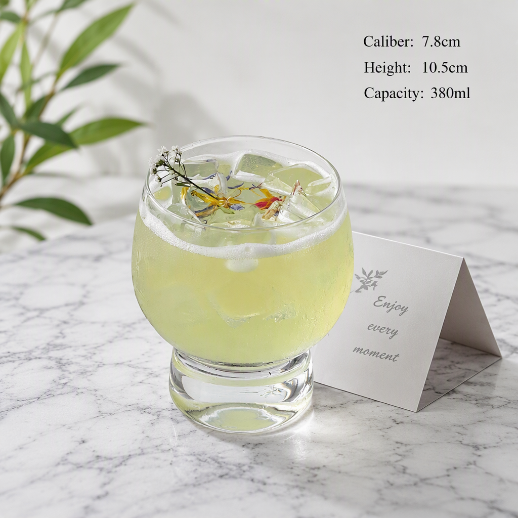 Modern Round Glass Cup with Raised Pedestal Base
