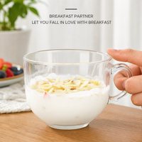 Clear Glass Breakfast Milk Mug with Handle