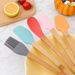 Mini Silicone Baking Spatula with Wooden Handle