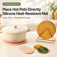 Round Silicone Heat Resistant Trivet Mat, Non-Slip Pot Holder
