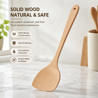 Long Handle Wooden Cooking Spatula for Nonstick Pans