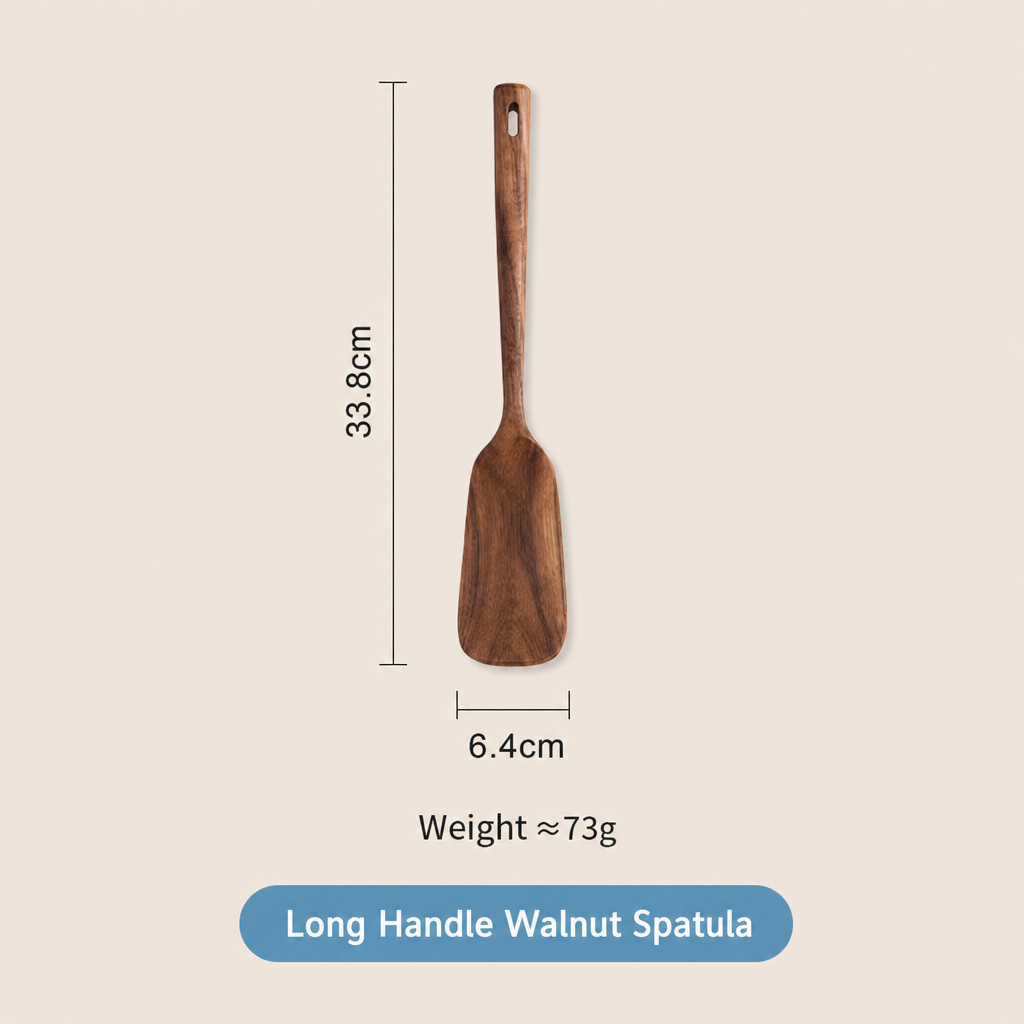 Long Handle Teak Wood Slotted Spatula for Cooking