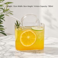 Portable Glass Cocktail Cup with Handle, Creative Summer Fruit Drink Glass