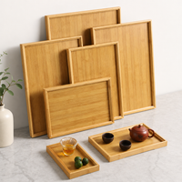 Natural Bamboo Rectangular Serving Tray, Wooden Food Platter