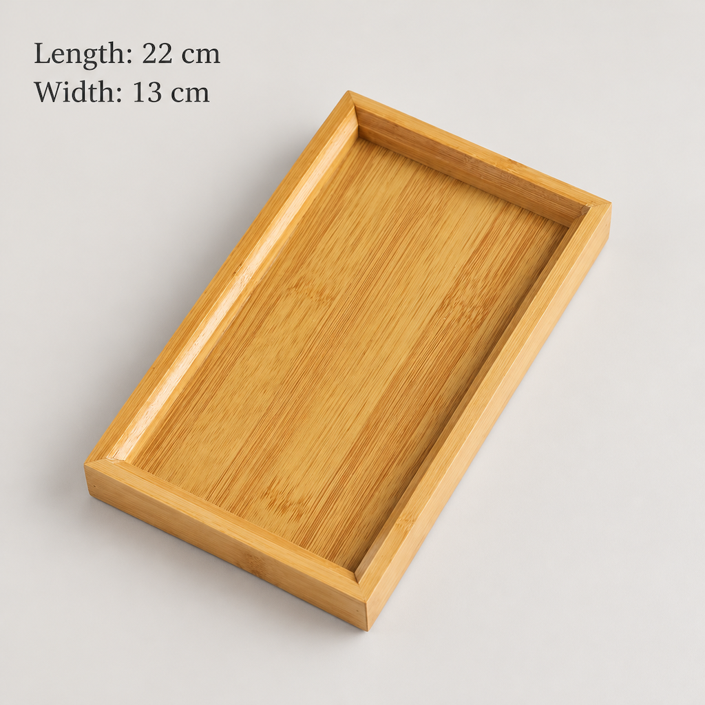 Natural Bamboo Rectangular Serving Tray, Wooden Food Platter
