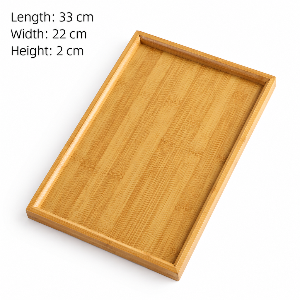 Natural Bamboo Rectangular Serving Tray, Wooden Food Platter