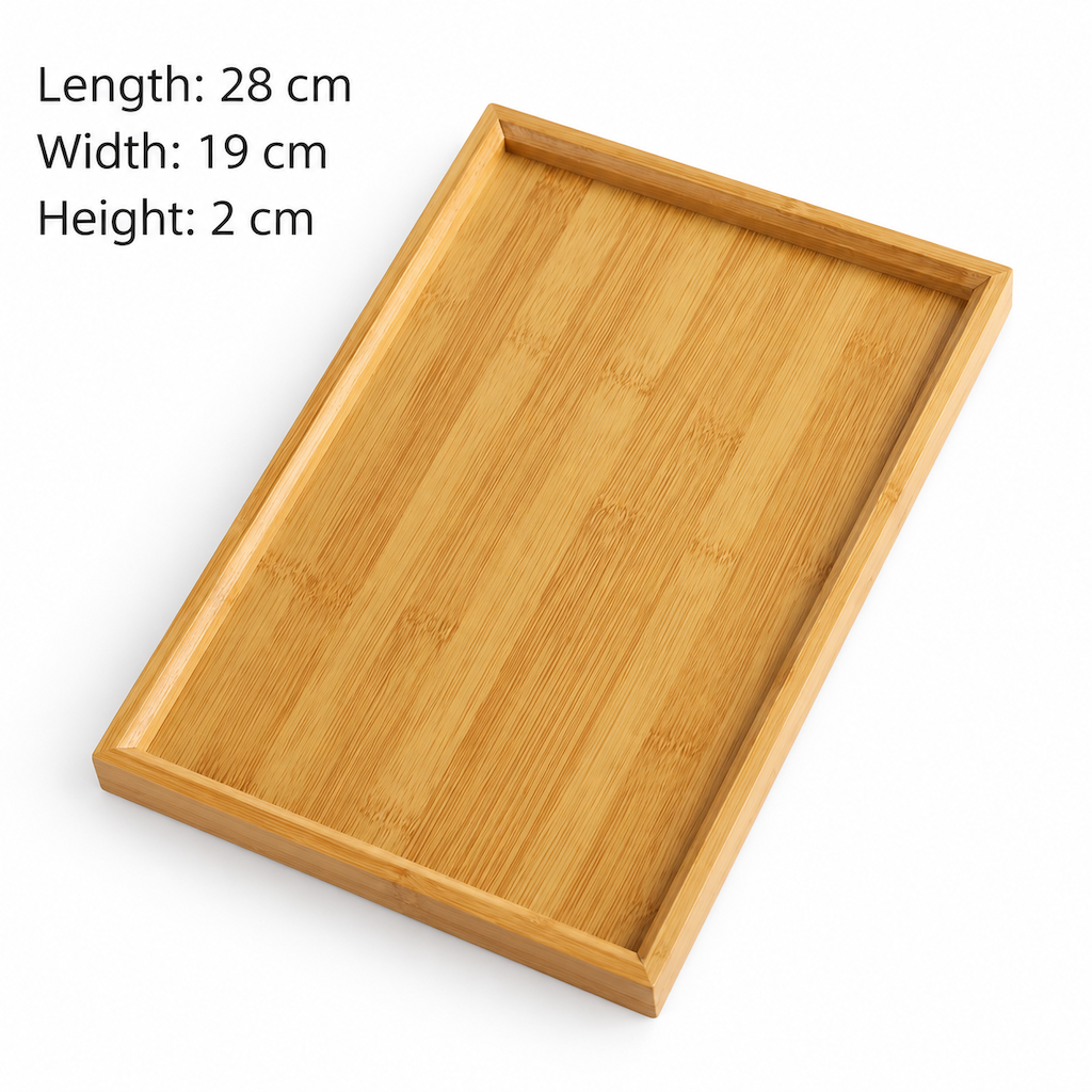 Natural Bamboo Rectangular Serving Tray, Wooden Food Platter