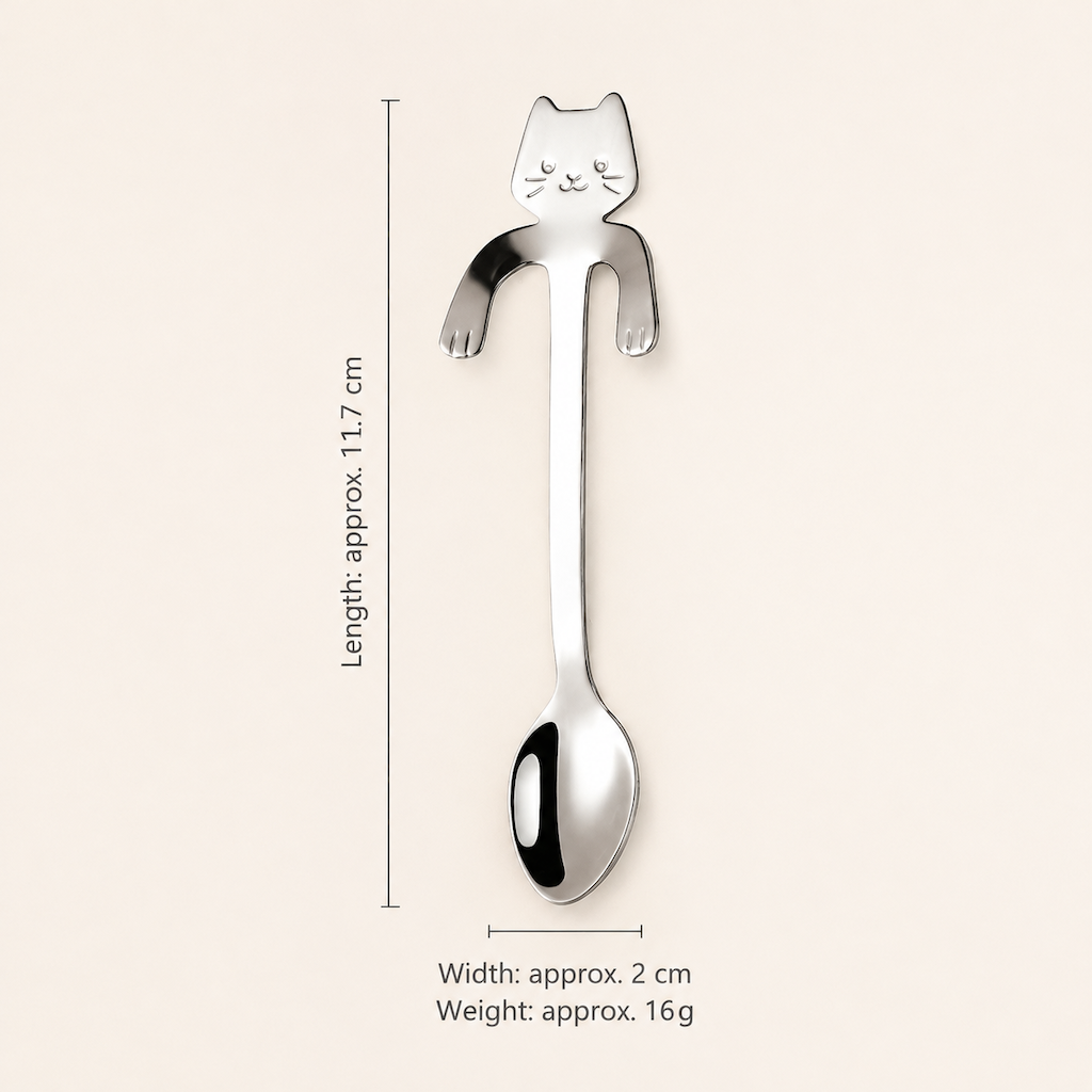 Cute Cat Coffee Spoon, 304 Stainless Steel Hanging Mug Spoon