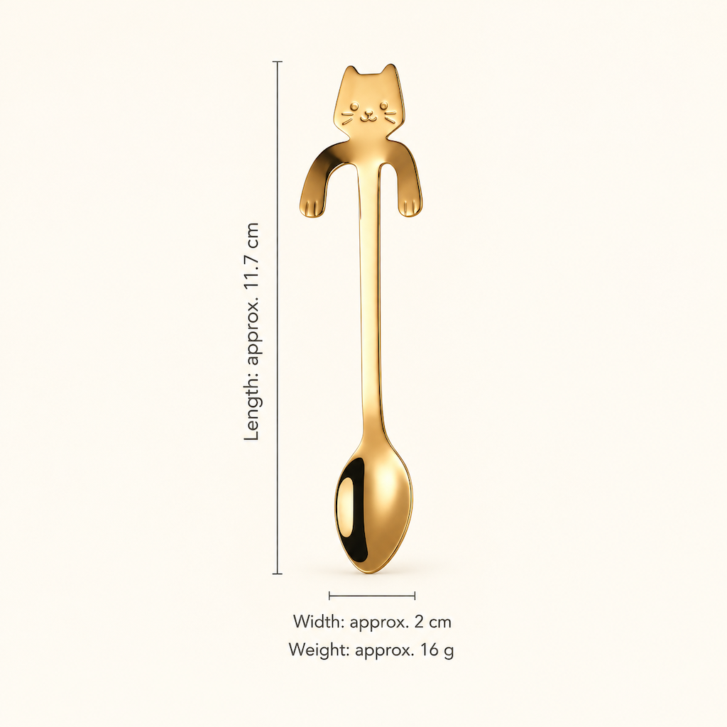 Cute Cat Coffee Spoon, 304 Stainless Steel Hanging Mug Spoon
