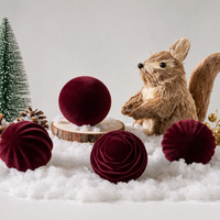 Christmas Velvet Ball Ornament Plush Holiday Tree Decoration