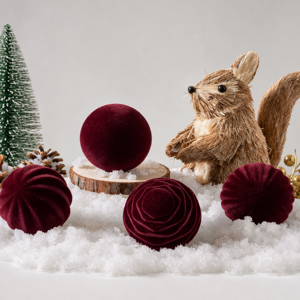 Christmas Velvet Ball Ornament Plush Holiday Tree Decoration