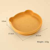 Bear Shaped Silicone Baby Plate Suction Toddler Feeding Dish