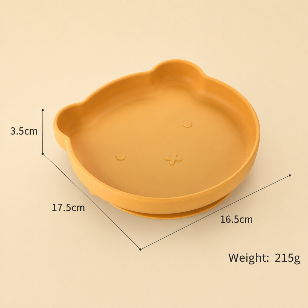 Bear Shaped Silicone Baby Plate Suction Toddler Feeding Dish