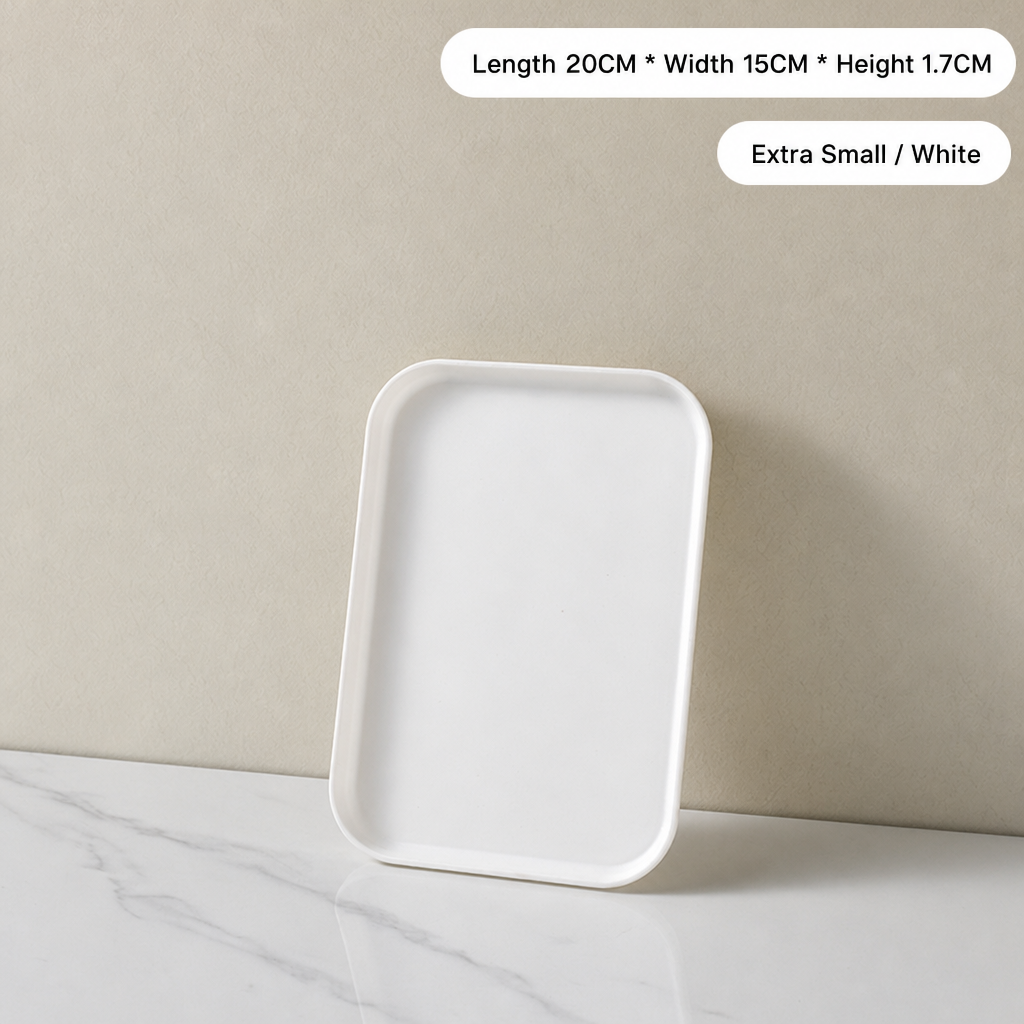 Wheat Straw Plastic Small Rectangular Serving Tray Kitchen Food Display Plate