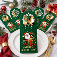 Christmas Felt Cutlery Holder Santa Claus Silverware Pocket Holiday Table Decoration