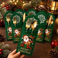 Christmas Felt Cutlery Holder Santa Claus Silverware Pocket Holiday Table Decoration