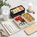 Double Layer Bento Lunch Box Bamboo Lid Microwave Safe Food Container