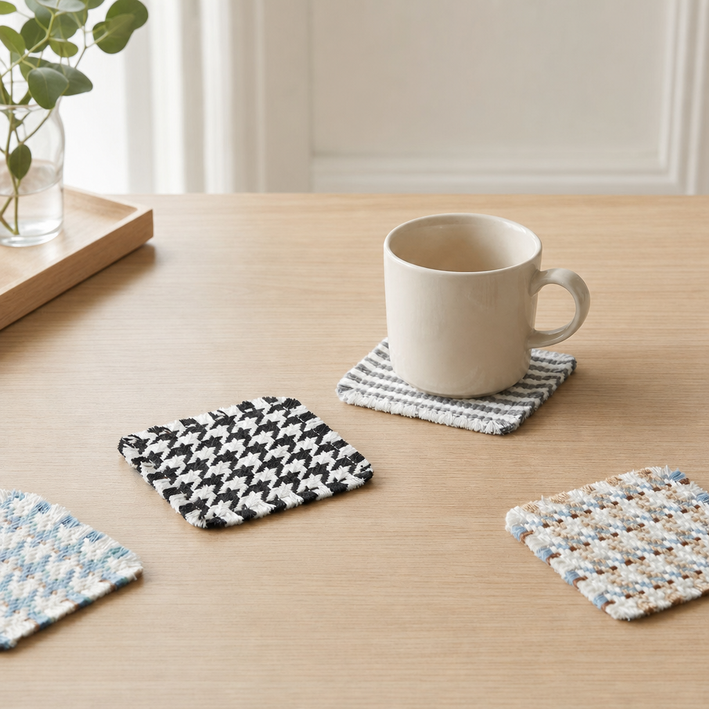 Checkered Cotton Woven Coaster