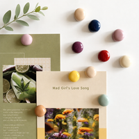 Morandi Color Round Fridge Magnets, Matte Whiteboard Photo Holders