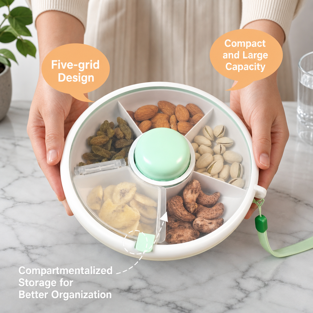 5-Compartment Snack Storage Box with Lid