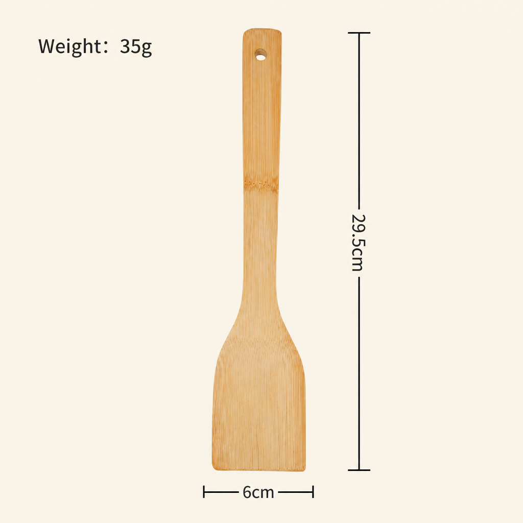 Natural Bamboo Cooking Spatula with Long Handle
