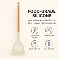 Heat Resistant Silicone Spatula with Wooden Handle