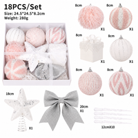 18 Piece Pink Christmas Ball Ornament Set Shatter Resistant Foam Tree Decorations
