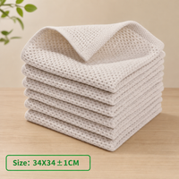 Waffle Weave Cotton Kitchen Dish Cloth Absorbent Cleaning Towel with Hanging Loop