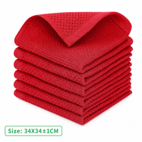 Waffle Weave Cotton Kitchen Dish Cloth Absorbent Cleaning Towel with Hanging Loop