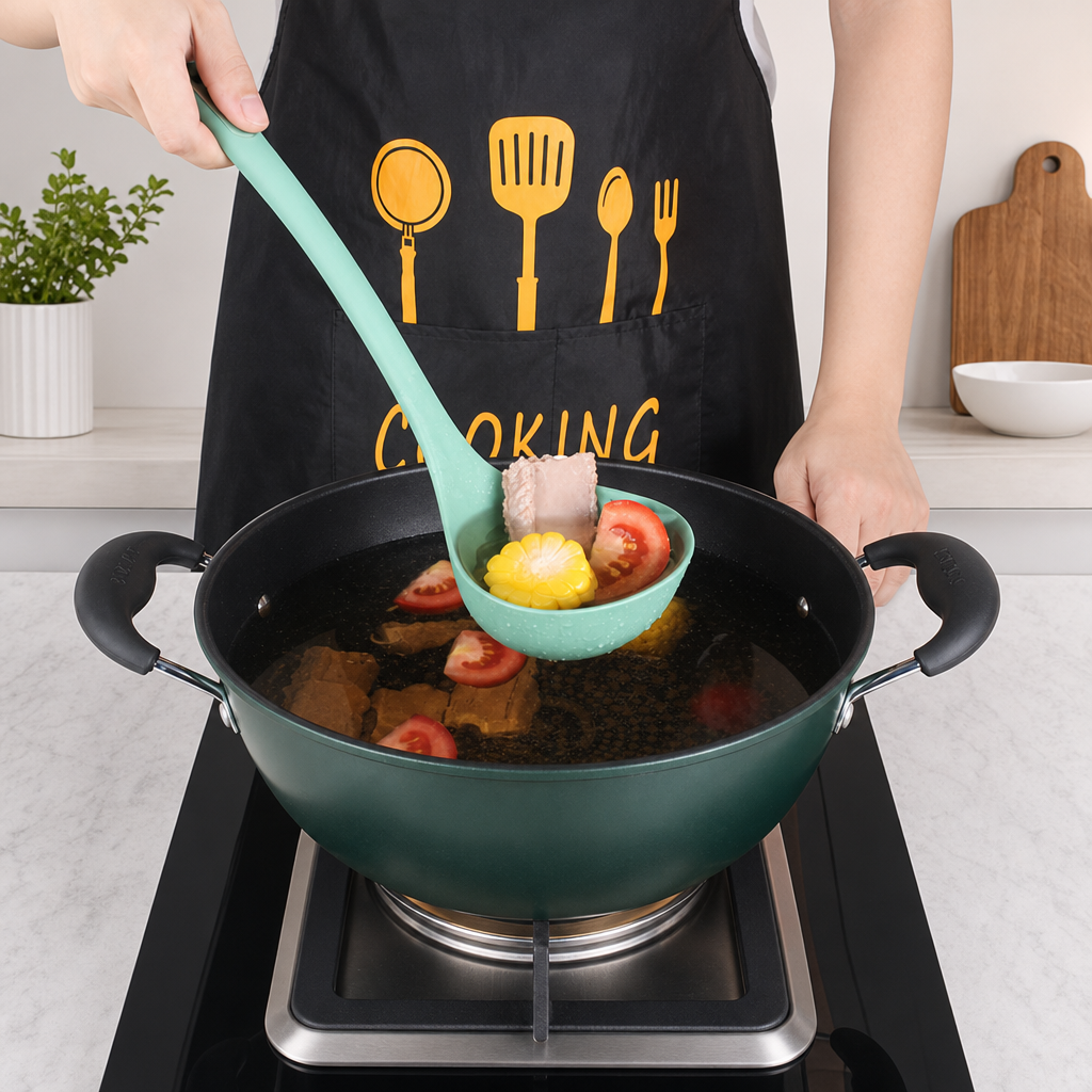 Heat Resistant Silicone Cooking Spatula Long Handle Nonstick Wok Turner