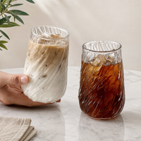 Textured Borosilicate Glass Coffee Cup Modern Handleless Tumbler