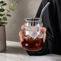 Spiral Ribbed Borosilicate Glass Cup Large Capacity Textured Tumbler