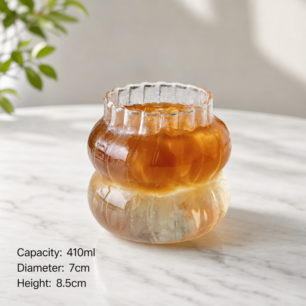 Spiral Ribbed Borosilicate Glass Cup Large Capacity Textured Tumbler