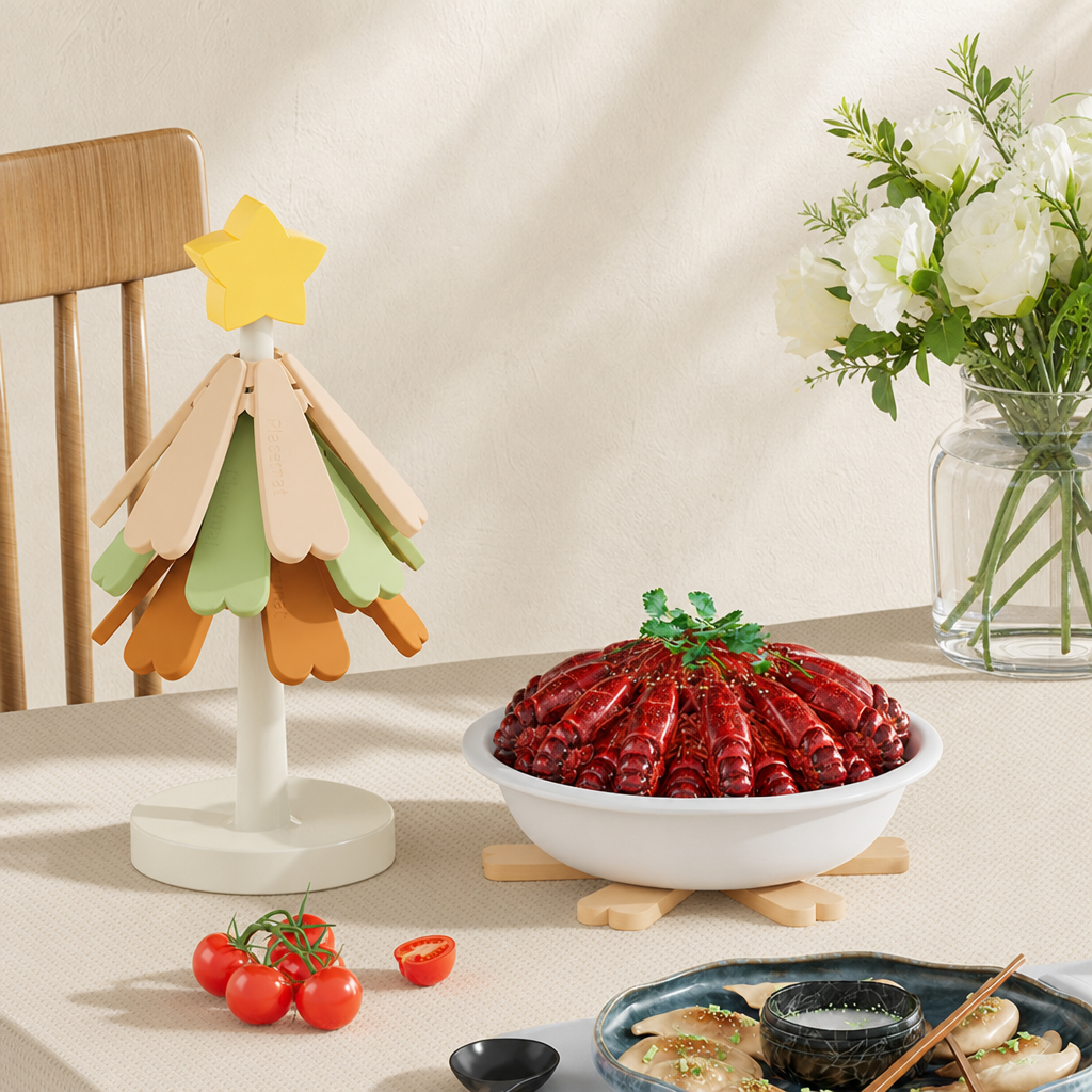 Christmas Tree Silicone Heat Resistant Trivet Decorative Non Slip Pot Mat