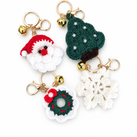 Mini Crochet Christmas Keychain Cute Santa Hat Snowflake Tree Bag Charm