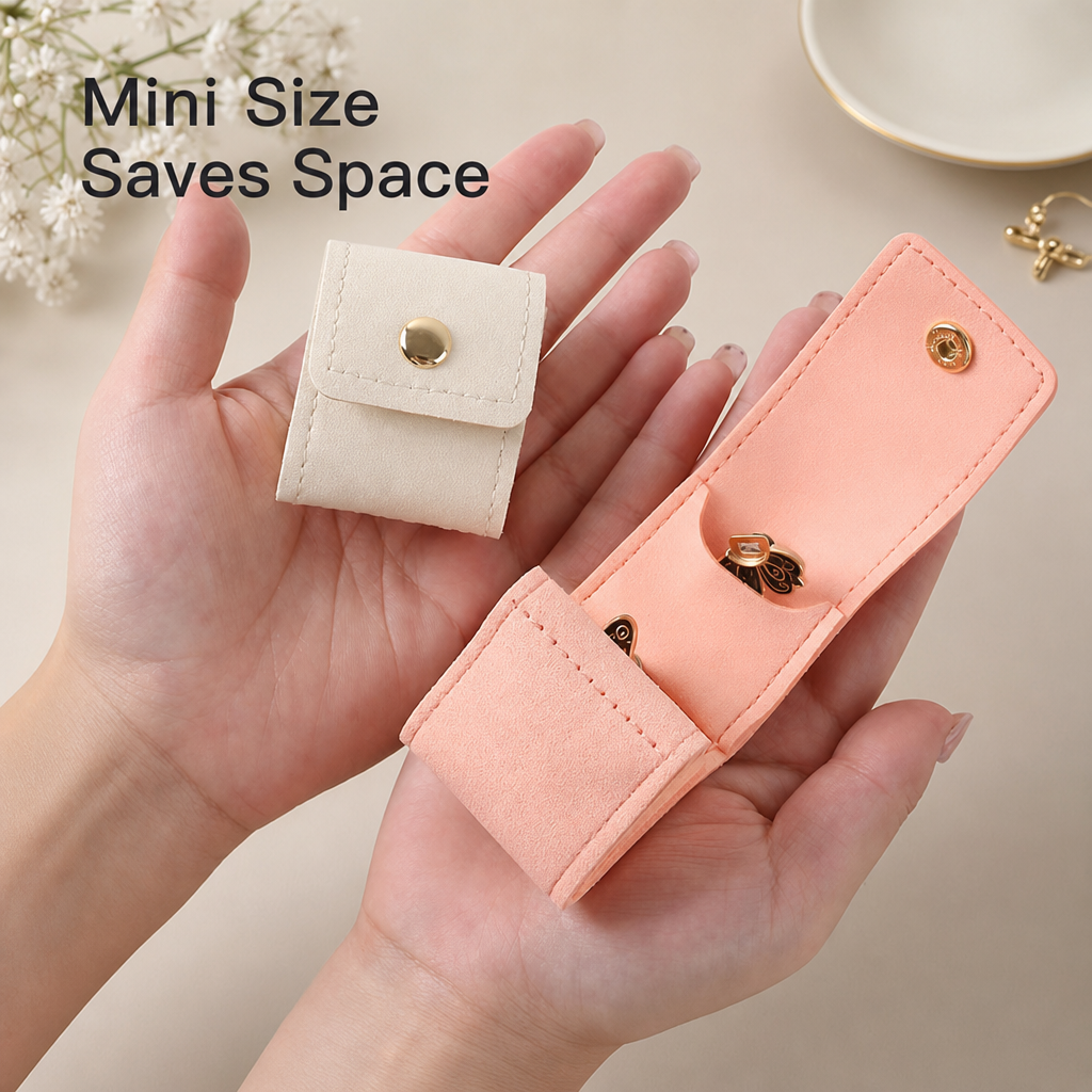 Mini Felt Ring Storage Pouch Portable Jewelry Organizer with Snap Button