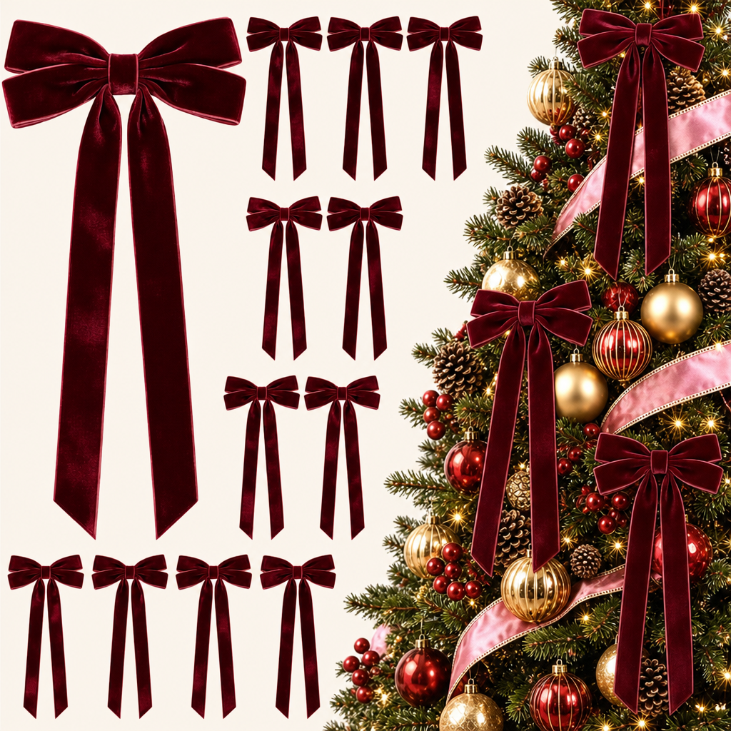Velvet Christmas Tree Bow Ornament