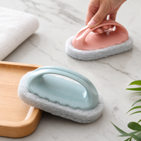 Handheld Bathroom Scrubbing Brush with Sponge Pad Ergonomic Tile Cleaning Tool