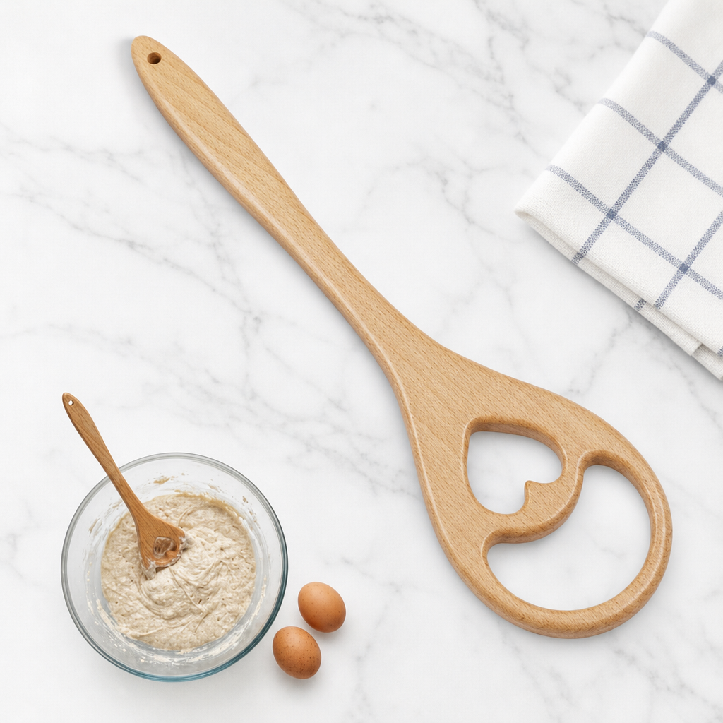Wooden Danish Dough Whisk Bread Mixing Tool with Ergonomic Handle