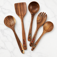 Natural Teak Wood Kitchen Cooking Utensil Wooden Spoon