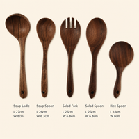 Natural Teak Wood Kitchen Cooking Utensil Wooden Spoon