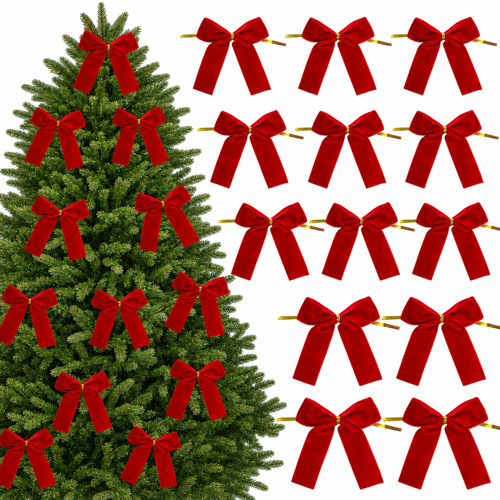 Velvet Christmas Bows Festive Ribbon Decorations for Christmas Trees Wreaths and Holiday Crafts