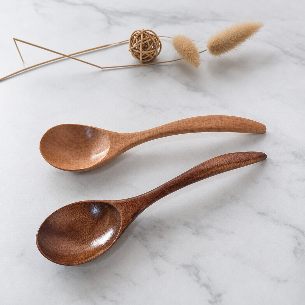Natural Solid Wood Honey Spoon Long Handle Wooden Stirring Spoon