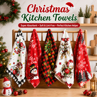 Christmas Microfiber Kitchen Towel Festive Holiday Tree Print Absorbent Dish Drying Cloth