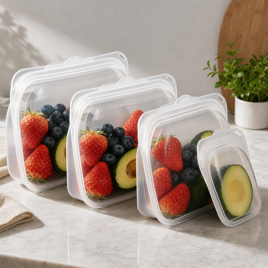 Reusable Silicone Food Storage Bag Leak Resistant Sealable Pouch